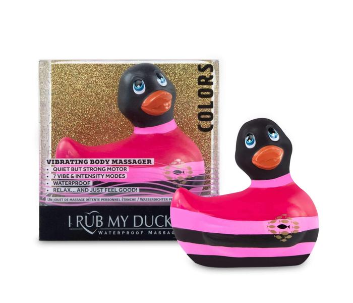 My Duckie Colors 2.0 - csíkos kacsa vízálló csiklóvibrátor (fekete-pink)