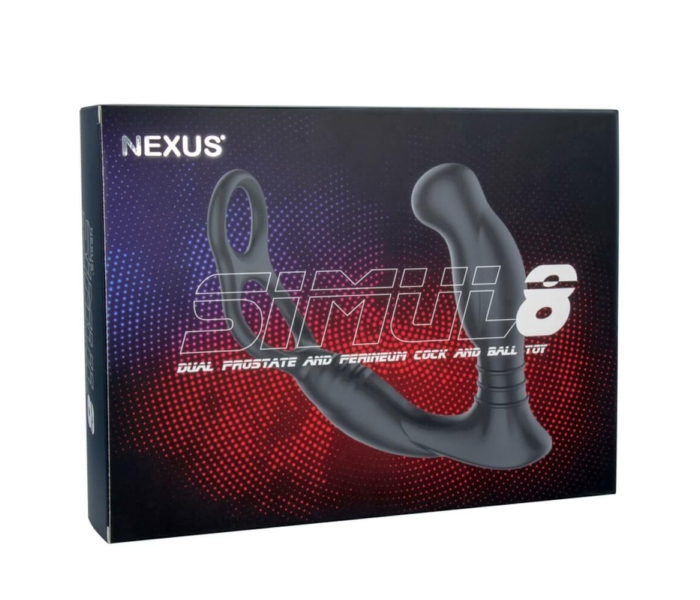 Nexus Simul8 - akkus vibrációs péniszgyűrű anál dildóval (fekete)  - 4