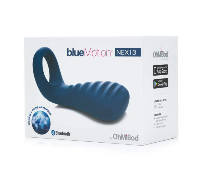 OHMIBOD Bluemotion Nex 3 - okos, akkus vibrációs péniszgyűrű (kék) - 5