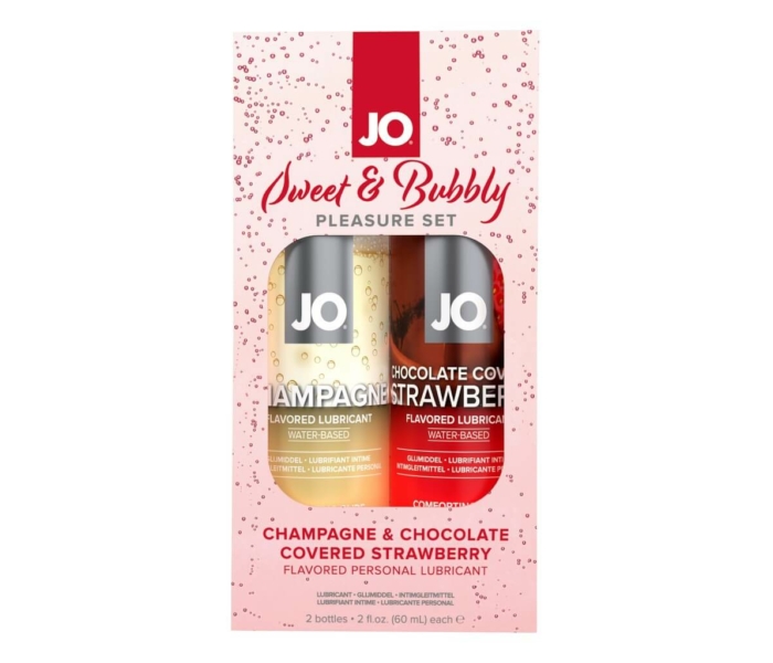 JO System Sweet & Bubble - ízes síkosító szett - pezsgő-csokis eper (2db)