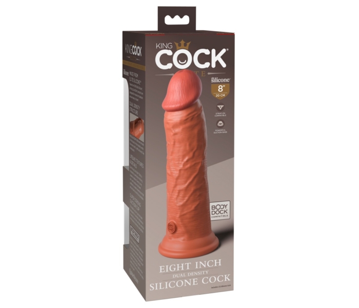 King Cock Elite 8 - tapadótalpas, élethű dildó (20cm) - sötét natúr