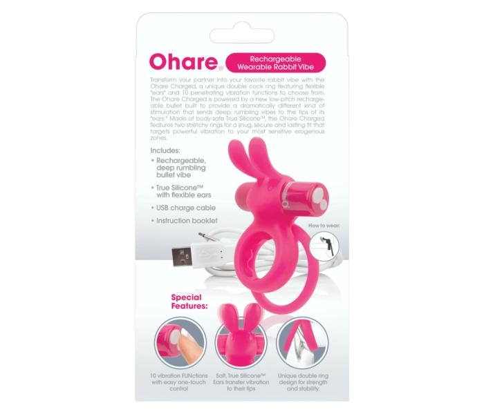 Screaming O Ohare - akkus, nyuszis, vibrációs péniszgyűrű (pink)