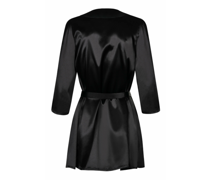 / Obsessive Satinia Robe - rövid szatén köntös tangával (fekete)